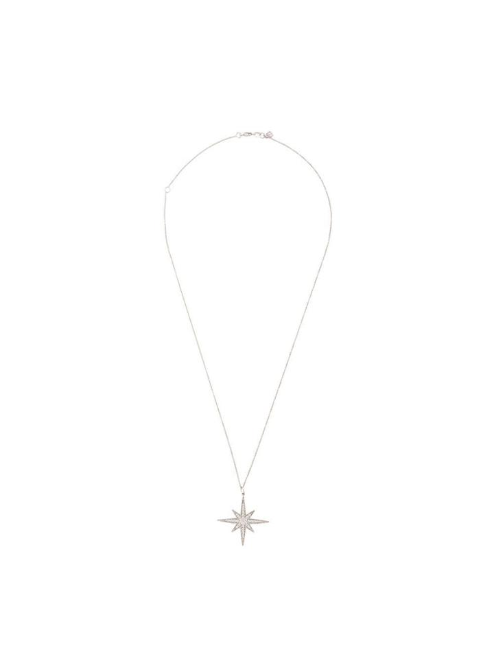 Sydney Evan 14kt White Gold Diamond Star Pendant Necklace - Silver