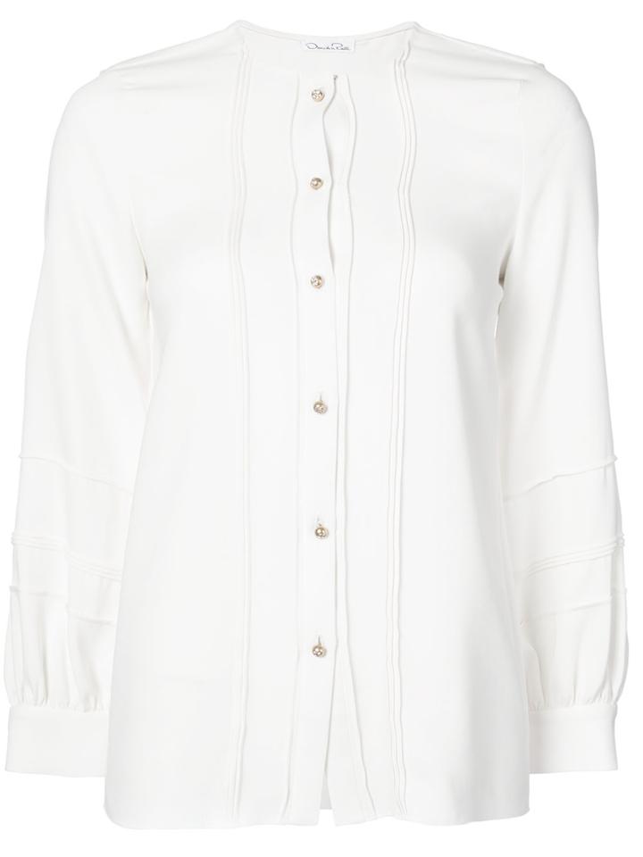 Oscar De La Renta Buttoned Peasant Blouse - White