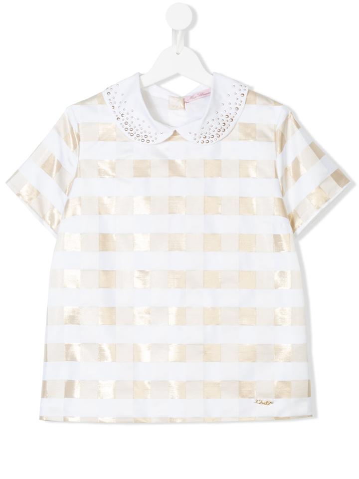 Miss Blumarine Checked Blouse - Nude & Neutrals