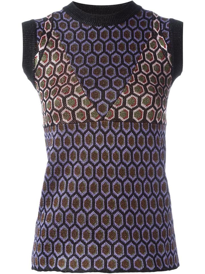 Marni Jacquard Hexagonal Pattern Sleeveless Top