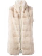 Liska Cashmere Zipped Vest, Women's, Size: Xs, Nude/neutrals, Mink Fur/cashmere