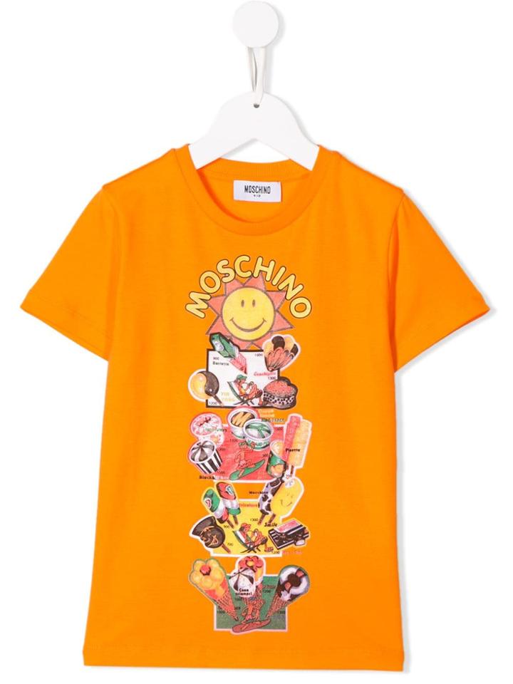 Moschino Kids Teen Logo Patchwork T-shirt - Orange