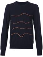 Maison Margiela Intarsia Knit Jumper, Men's, Size: Medium, Blue, Cotton/polyimide