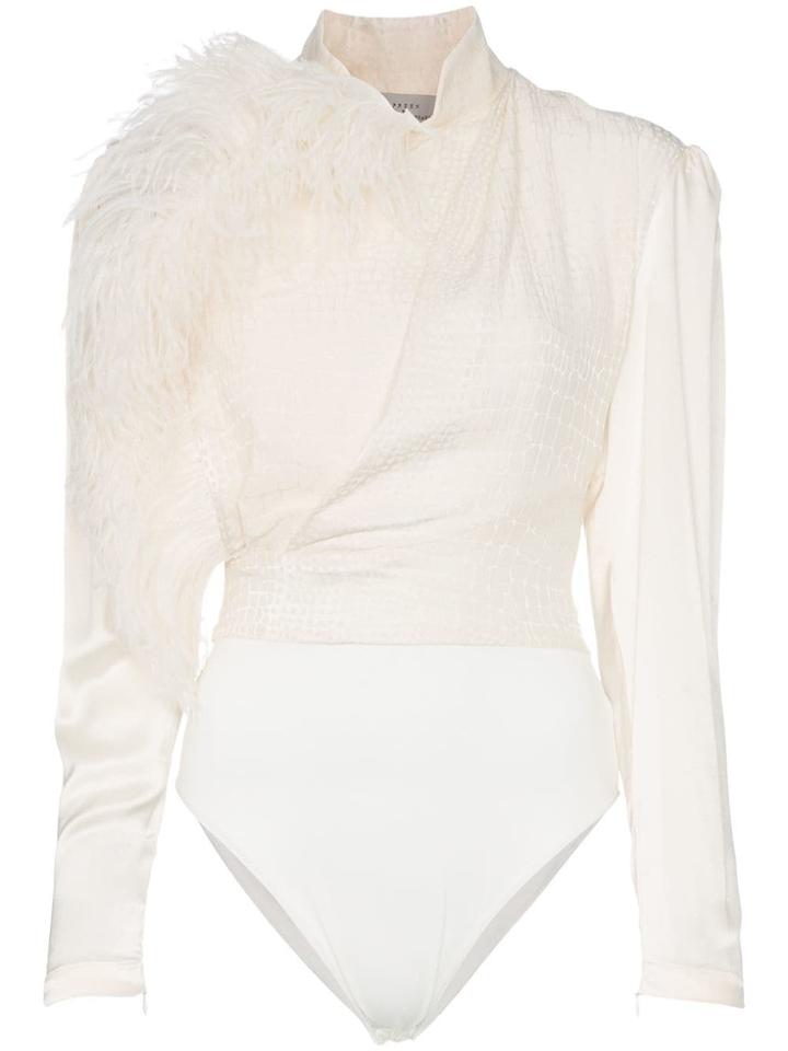 Preen By Thornton Bregazzi Betsy Feather Embellished Silk-blend Top -