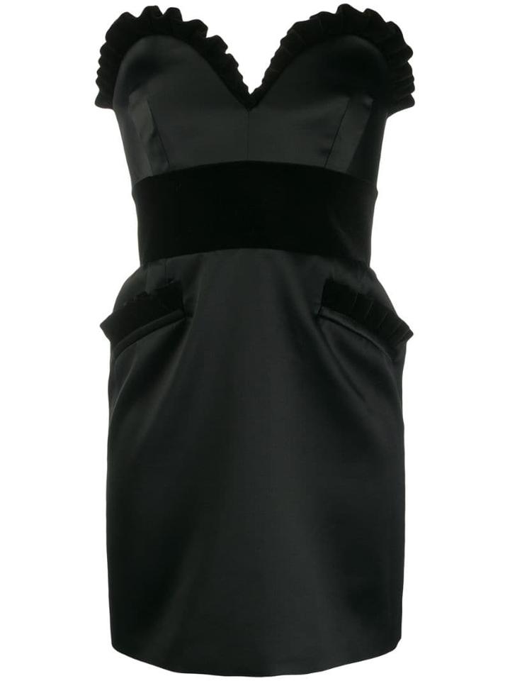 Moschino Enver Satin Bustier Dress - Black