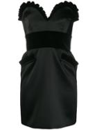 Moschino Enver Satin Bustier Dress - Black