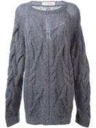A.f.vandevorst Oversized Cable Knit Sweater, Women's, Size: 36, Grey, Polyamide/wool/virgin Wool
