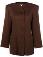 Yves Saint Laurent Pre-owned Boxy Jewel Necked Blazer - Brown
