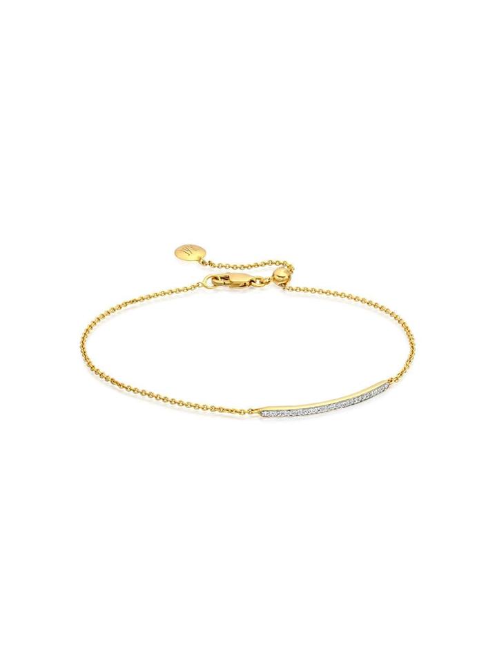 Monica Vinader Gp Skinny Short Bar Diamond Bracelet - Gold