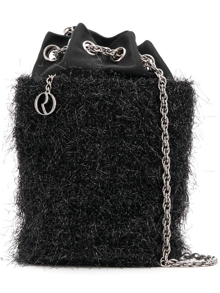 Rodo Satin Tinsel Bucket Bag - Black