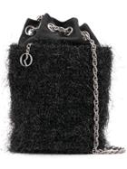 Rodo Satin Tinsel Bucket Bag - Black