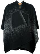 Ermanno Gallamini Patch Detail Cape Coat, Adult Unisex, Black, Wool