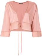 Alberta Ferretti Cropped Tie Front Cardigan - Pink & Purple