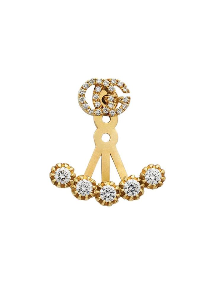 Gucci 18kt Yellow Gold Gg Running Diamond Earring