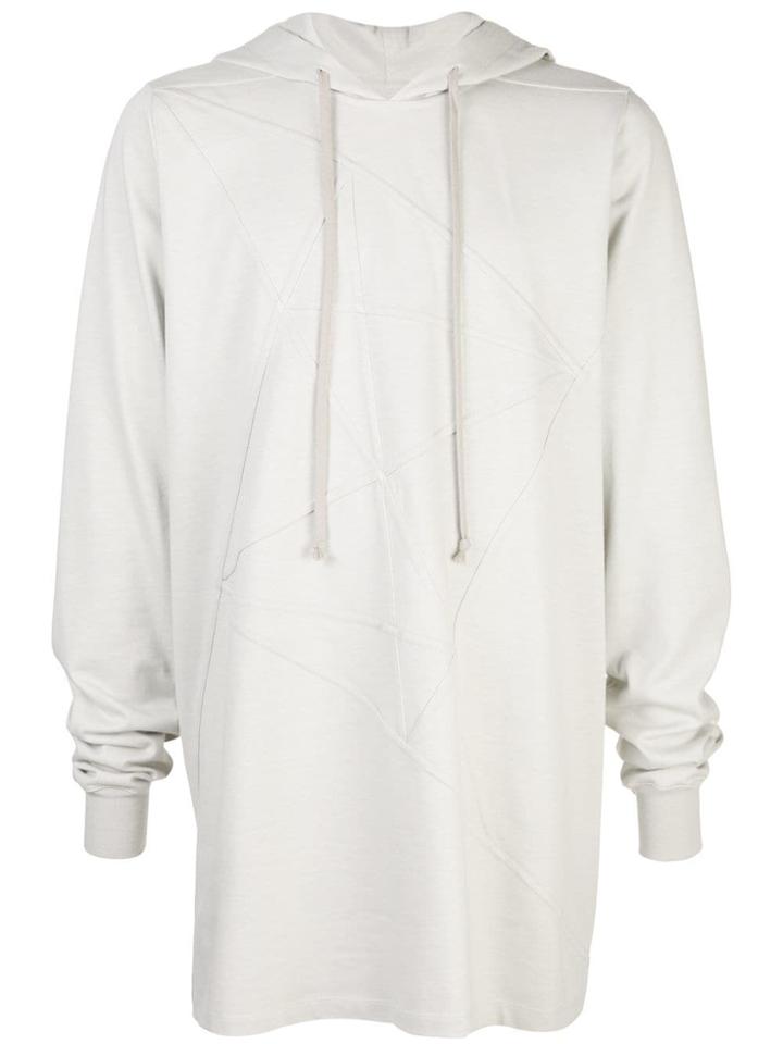 Rick Owens Line Embroidered Mid-length Hoodie - Neutrals