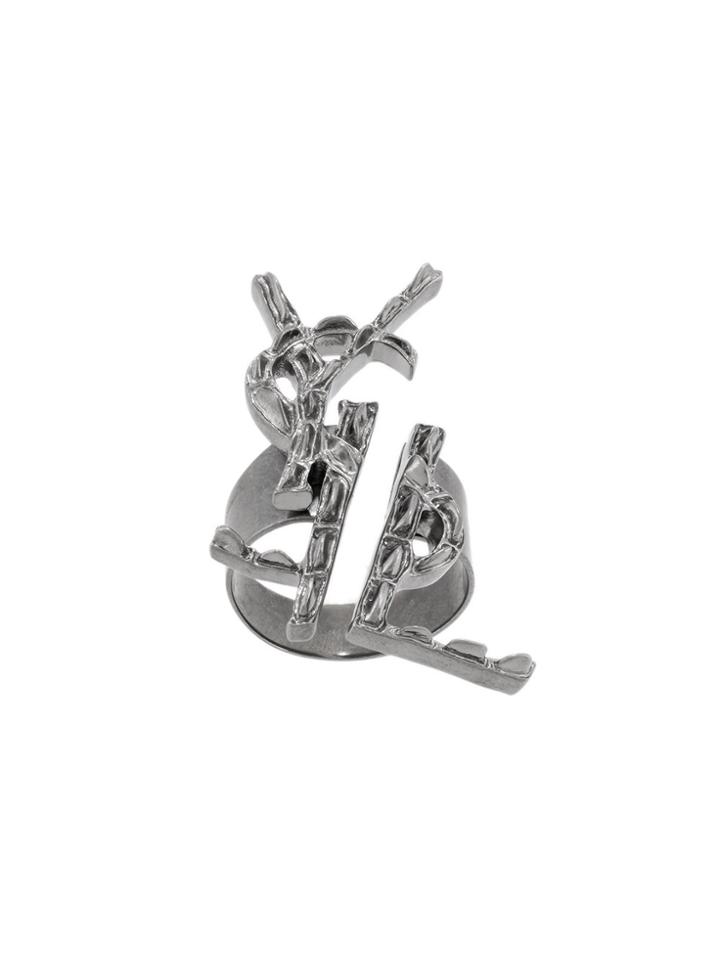 Saint Laurent Deconstructed Signature Ring - Metallic