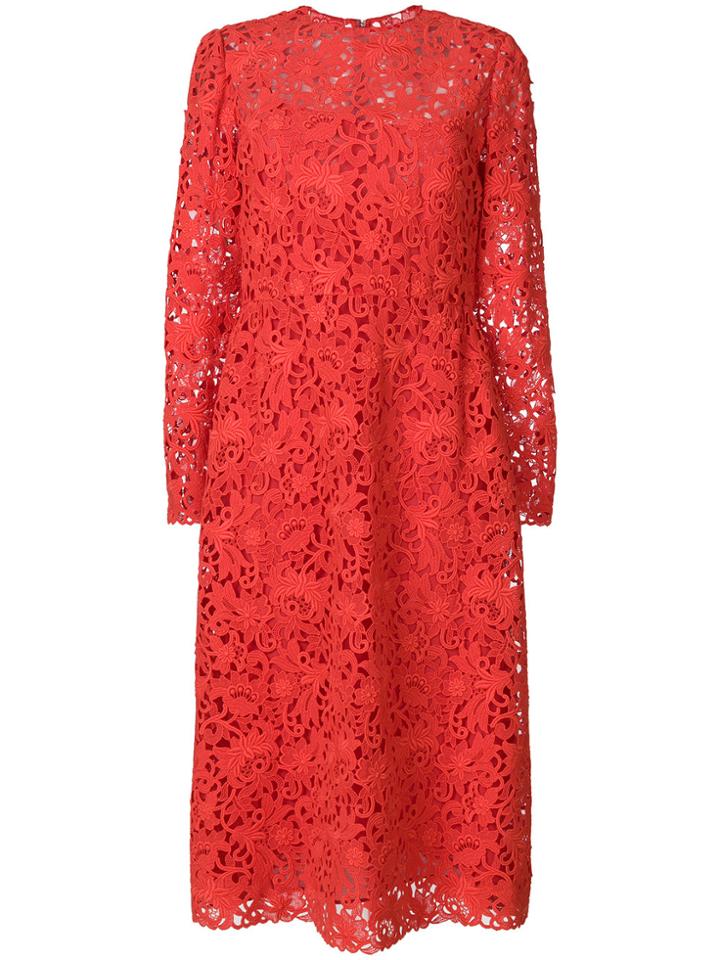 Valentino Blossom Macrame Dress - Red