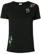 Red Valentino - Floral Embroidery T-shirt - Women - Silk/cotton - Xs, Black, Silk/cotton