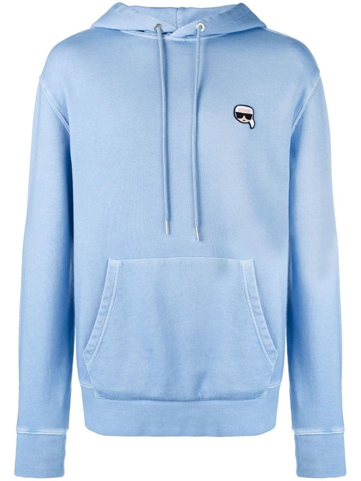 Karl Lagerfeld Small Ikonik Patch Hoodie - Blue