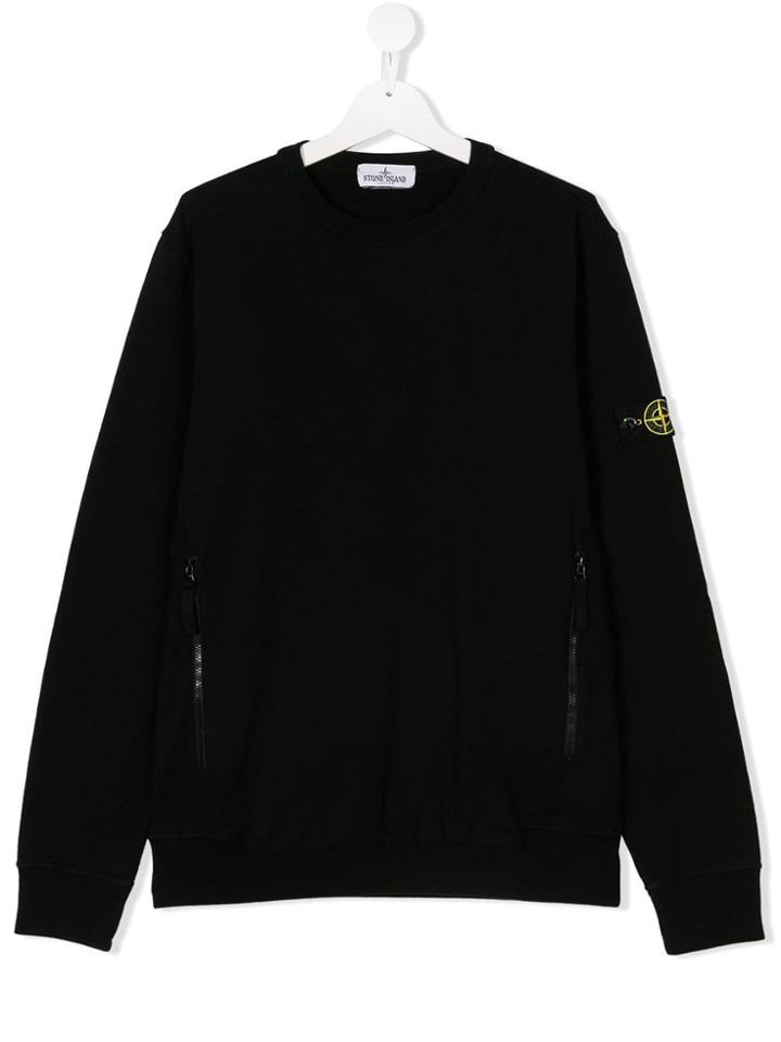 Stone Island Junior Teen Crew Neck Sweatshirt - Black