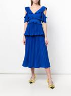 Self-portrait Tiered Ruffle Dress - Blue