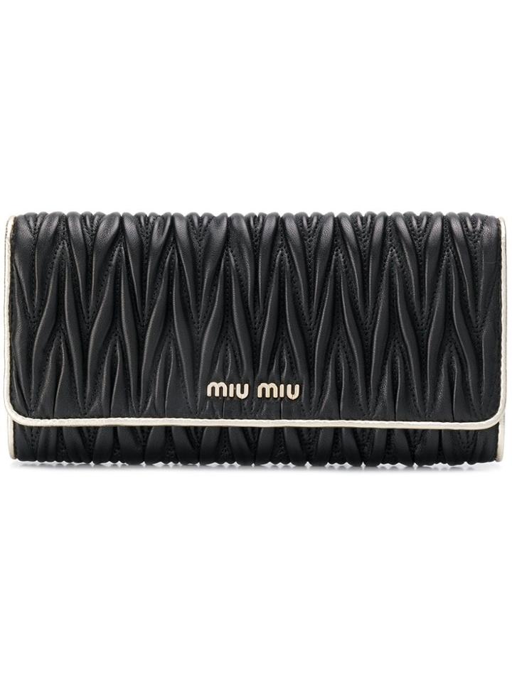 Miu Miu Matelassé Foldover Wallet - Black