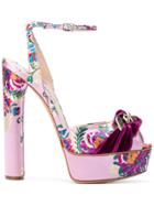 Casadei Floral Embroidered Sandals - Pink & Purple