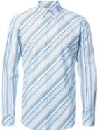 Loveless Diagonal Stripe Shirt, Men's, Size: 2, Blue, Cotton