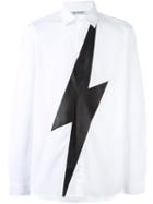 Neil Barrett Lightning Bolt Shirt, Men's, Size: 39, White, Cotton/polyester
