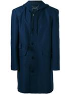 Balenciaga Hooded Coat, Men's, Size: Medium, Blue, Cotton/polyamide/cupro