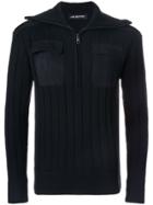 Neil Barrett Ribbed Zip Sweater - Blue