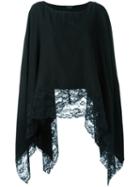 Twin-set Knitted Laced Poncho, Women's, Black, Acrylic