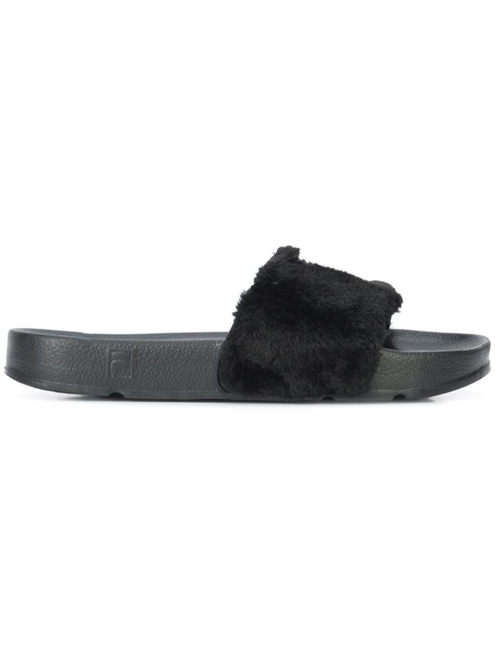Baja East Fila Edition Faux Fur Slides - Black
