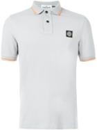 Stone Island Piped Collar Polo Shirt, Men's, Size: Xxl, Grey, Cotton/spandex/elastane