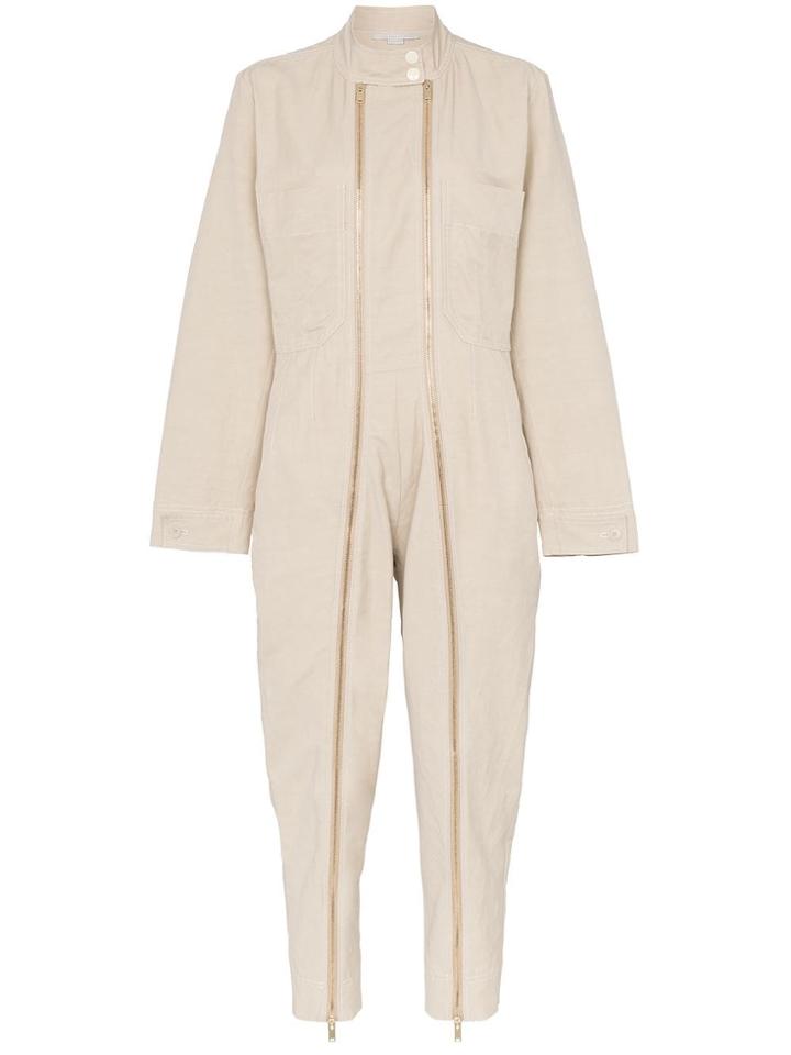 Stella Mccartney Double Zip Aviator Jumpsuit - Neutrals