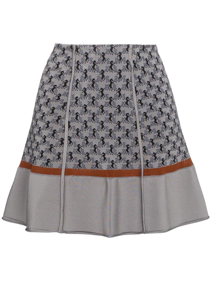 Chloé Horse Motif Jacquard Knit Mini Skirt - Grey