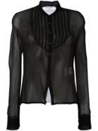 Christian Dior Vintage Sheer Button Front Blouse, Women's, Size: 40, Black