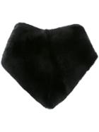 Max Mara Trinagular Fur Collar, Women's, Black, Rabbit Fur/cupro/calf Leather