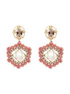 Dannijo Clock Crystal Pearl Rose Earrings - Pink & Purple