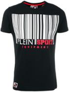 Plein Sport Bar Code Print T-shirt, Men's, Size: Medium, Black