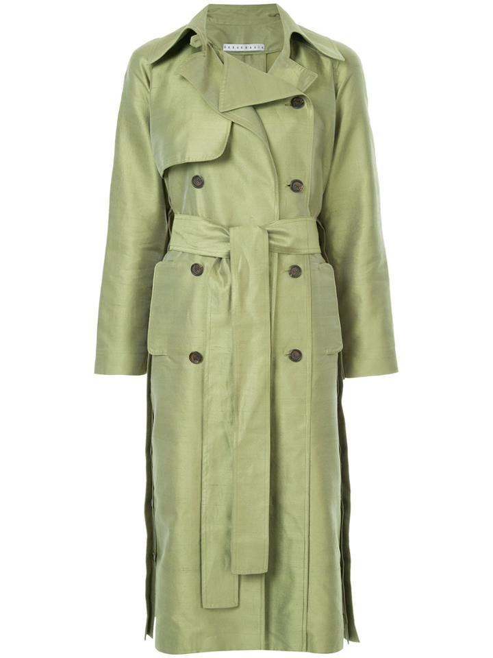 Nino Babukhadia Chic Trench Style Coat - Green