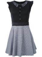 Loveless Gingham Check Combo Dress, Women's, Size: 34, Black, Polyester