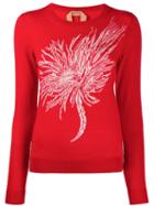 Nº21 Anemone Intarsia Knitted Sweater - Red