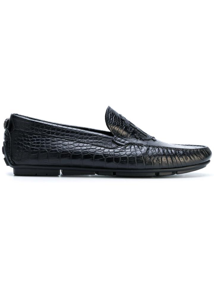 Roberto Cavalli Crocodile Effect Loafers - Black