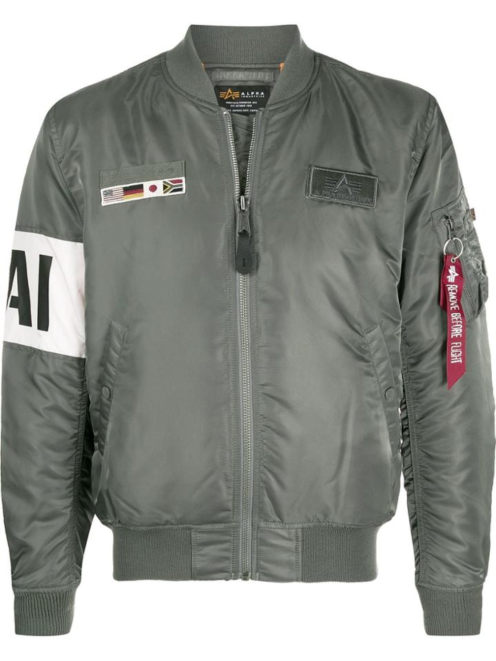 Alpha Industries Ma-1 Air Force Slogan Jacket - Green
