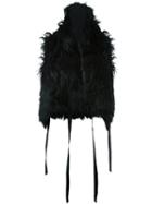 Ann Demeulemeester 'wrap Mosso' Jacket, Women's, Size: Large, Black, Cotton/polyamide/polyester/lama Fur