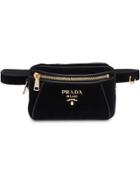 Prada Velvet And Leather Belt Bag - Black