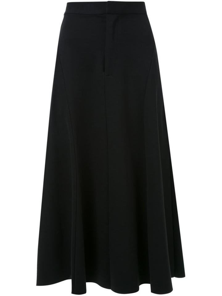 Bassike Flared Midi Skirt, Women's, Size: 10, Black, Elastodiene/nylon/viscose