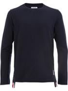 Thom Browne Center-back Stripe Relaxed Fit Long Sleeve Pique Polo Tee
