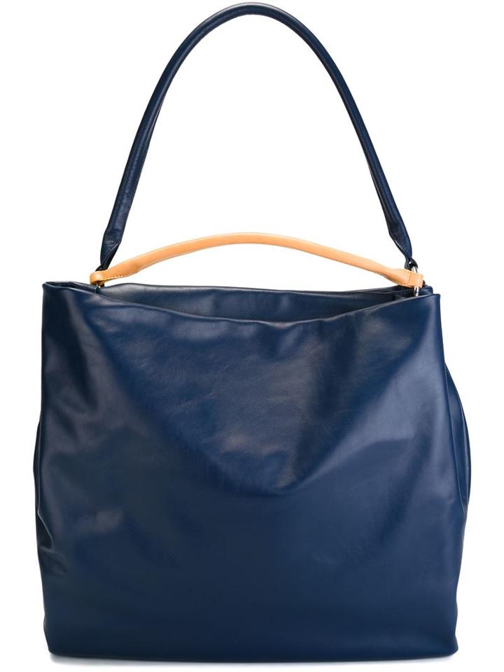 Maison Margiela Square Tote, Women's, Blue, Calf Leather